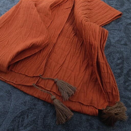 شال زنانه موهر پاییزه رنگ آجری طرح گندمی (رنگ اصلی تصویر اول) تضمین کیفیت