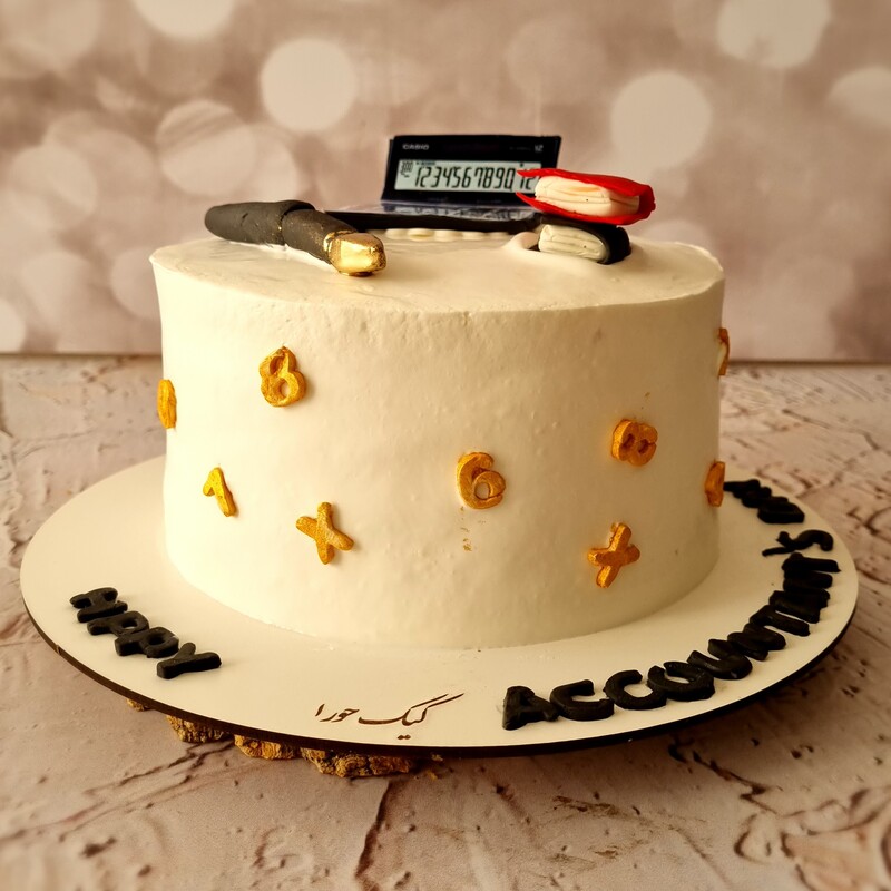 کیک حسابدار کیک روز حسابدار کیک مشاغل کیک تولد خامه ای  ارسال پس کرایه