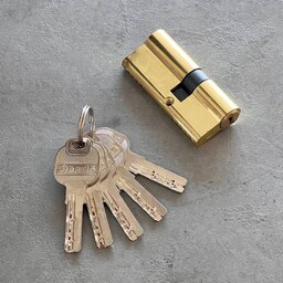 سیلندر  (توپی) طلایی قفل سویچی درب اتاقی و ورودی7 سانت با 5 عدد کلید کامپیوتری بلند برند باتیس