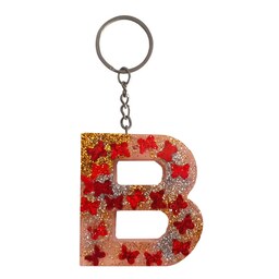 جا کلیدی رزینی حرف انگلیسی B رنگی (قابل سفارش در رنگ  و طرح و  حروف دلخواه)