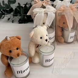 گیفت  خرس کوچولو و شمع  باتغییر رنگ مناسب برای جشن تعیین جنسیت و تولد کودکان  و ولنتاین