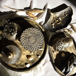 ست کامل ظروف سنگ مصنوعی پتینه مشکی طلایی