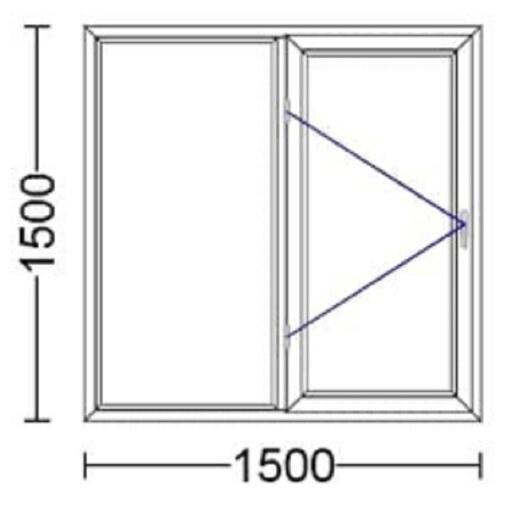 پنجره دوجداره UPVC سفید تک حالته همراه با یراق آلات کامل و شیشه سایز 1.5 در 1.5(ارسال با باربری و پسکرایه)