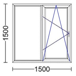 پنجره دوجداره UPVC سفید دو حالته همراه با یراق آلات کامل و شیشه سایز 1.5 در 1.5(ارسال با باربری و پسکرایه)