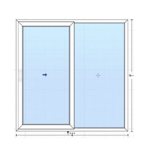 پنجره دوجداره UPVC سفید کشویی همراه با یراق آلات کامل و شیشه اندازه1.5 در 2 متر(ارسال با باربری و پسکرایه)