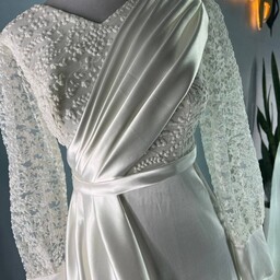 لباس مجلسی عروس مدل رومی کیفیت عالی سایز36 تا54 داره  6رنگبندی  زیبای عروس گلبهی   طوسی وسفید و طپسی و  قرمز وآبی