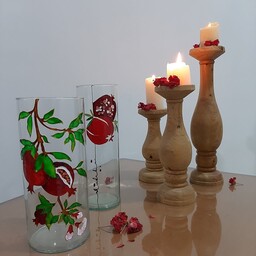 گلدان یلدا طرح مینیمال و جمله (شب یلدا به شادی) نقاشی با تکنیک ویترای