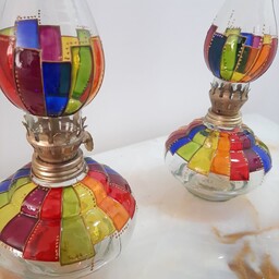 چراغ گردسوز  طرح رنگین کمان نقاشی شده با تکنیک ویترا