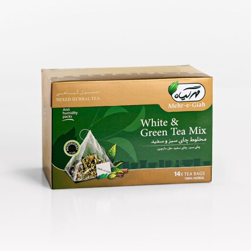 دمنوش گیاهی چای سبز و سفید مهرگیاه