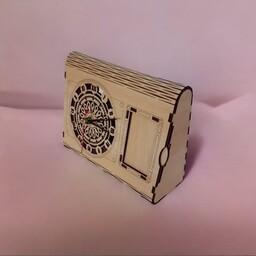 ساعت رومیزی و قاب عکس چوبی  کد 1