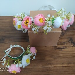 ست تاج و دستبند گل 