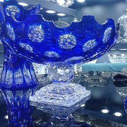میوه خوری کریستال دوپوست آبی دست ساز برند بوهمیا Bohemia crystal 