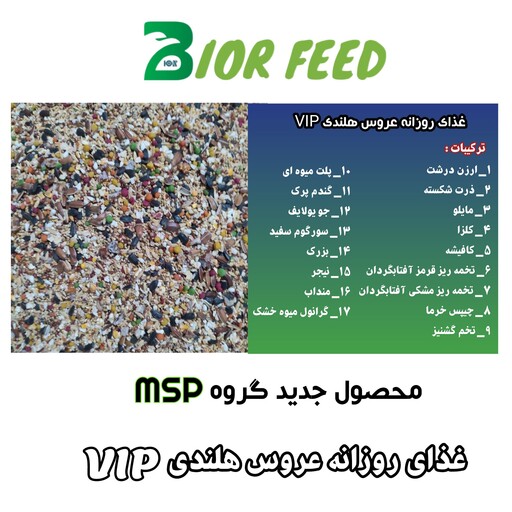 غذای روزانه عروس هلندی VIP مناسب برای کلیه طوطی سانان متوسط جثه از قبیل عروس هلندی ، برزیلی کوتوله ، گرینچیک