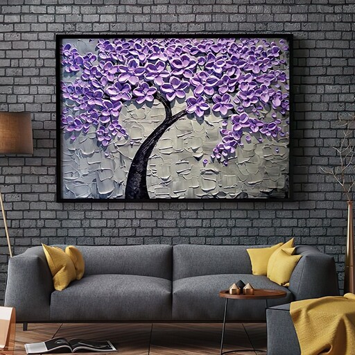 تابلو نقاشی برجسته شکوفه گیلاس 1                     با زمینه و شکوفه برجسته کاملا کاردست