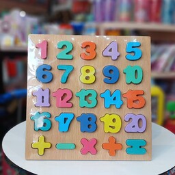 اسباب بازی، پازل چوبی اعداد انگلیسی، مناسب هدیه، بازی و آموزش اعداد 