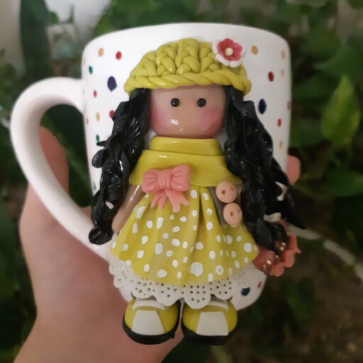 ماگ خمیری عروسکی دختر (دستساز)