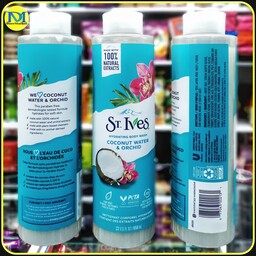 شامپو بدن شوینده هیدراته بدن آمریکایی استیوز با عصاره های طبیعی آب نارگیل و گل ارکید (650میل) St Ives hydrate Body wash