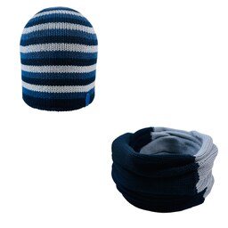 ست کلاه و شال گردن بافتنی اندلس مدل 20093 رنگ آبی