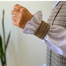  بلوز شومیز پیراهن مجلسی شیک زنانه ترکیب جنس کر پ کریستال و داکرون دوخت سفارشی مطابق با سایز دلخواه شما
