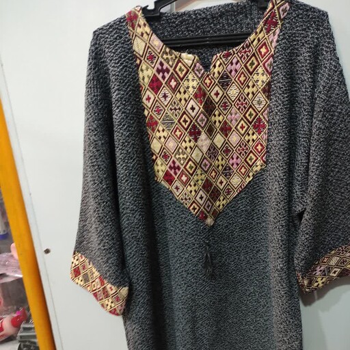 مانتو کفتان سفت بافت سنتی زنانه پیراهن بلند منگوله دار
