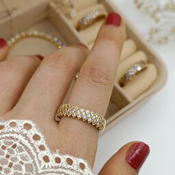 انگشتر طلا روس اصلی  پرنس نگین اتمی بدون ریزش رنگ طلایی مشابه طلا و رنگ ثابت 