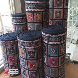 کناره گلیم فرش کاشان طرح کژال سرمه ای  سایز 1 در 4 متر 