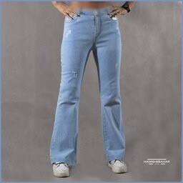 شلوار دم پا زنانه جین مناسب سایز 43 تک رنگ 