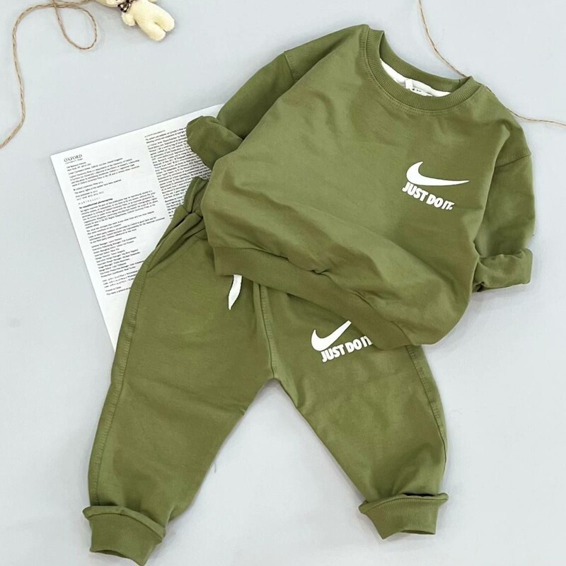 بلوز شلوار دورس دونخ لباس کودک و نوزادی پسرانه طرح جاست سبز