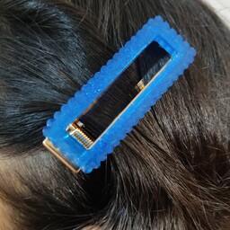 گیره موی سر رزینی آبی شفاف اکلیل دار نشکن و سبک ،  قابل سفارش در رنگ های مختلف
