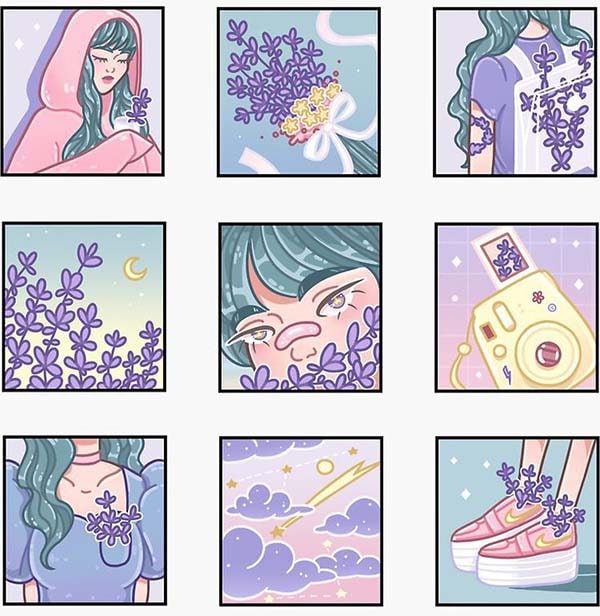 پک استیکر طرح بنفش فانتزی