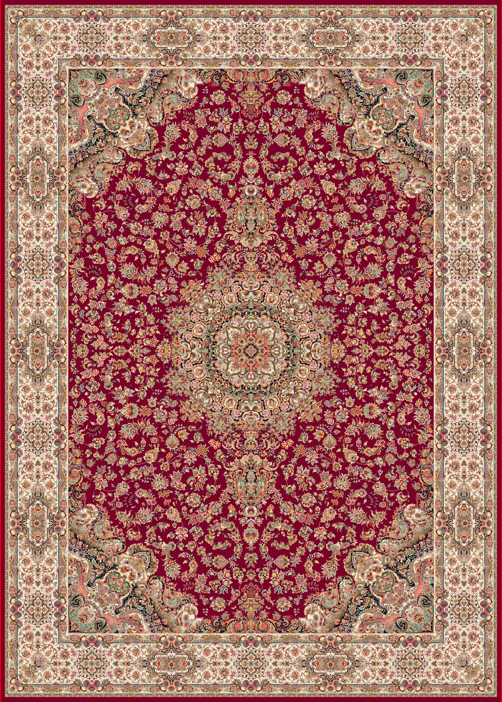 فرش مشهد 1500 شانه تراکم 4500 کد 815082 لاکی تمام آکریلیک