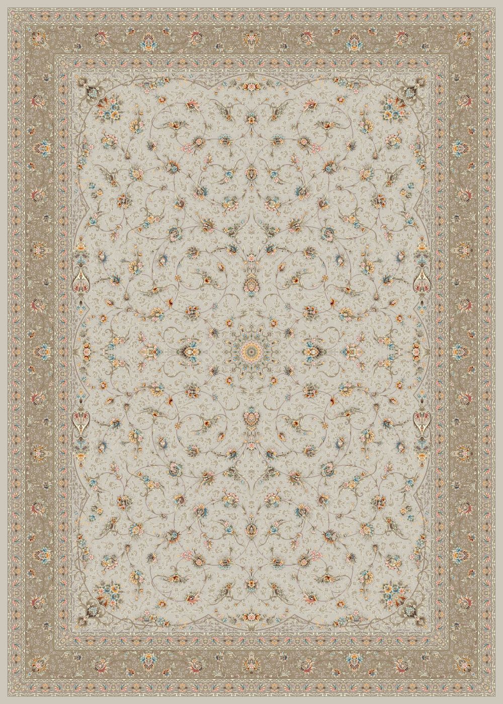 فرش مشهد 1700 شانه تراکم 5100 کد 817258 کرم تمام آکریلیک