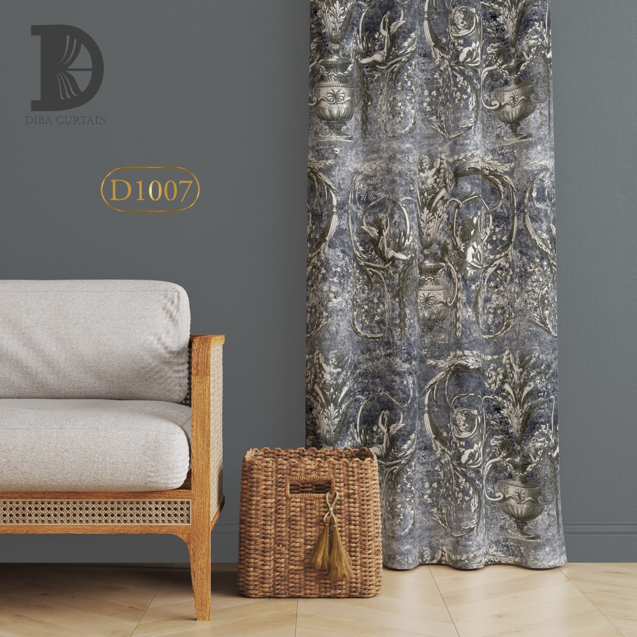 پرده تصویری دیبا طرح آریا خاکستری برند دیبا