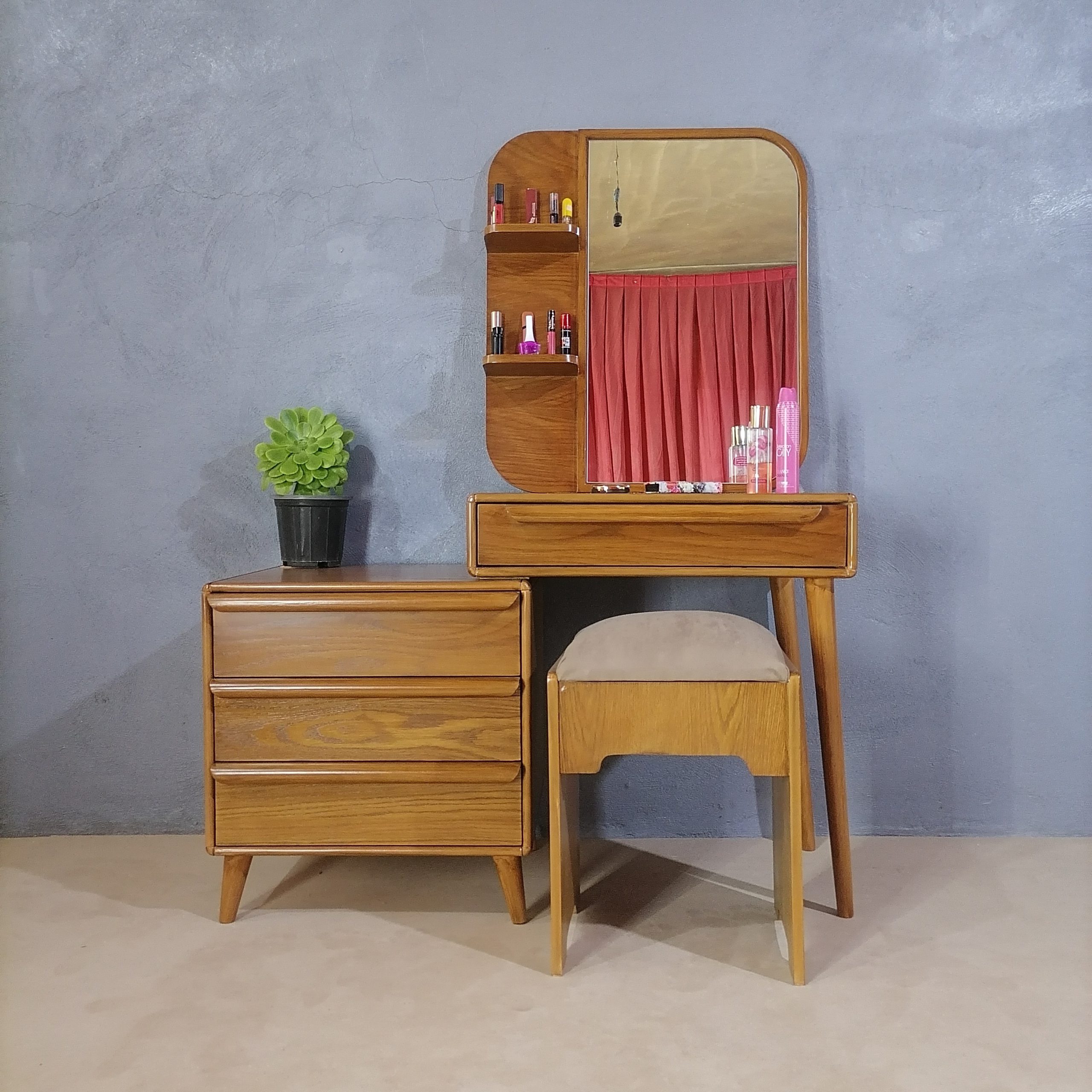 میز آرایش دخترانه جدید قهوه ای 4 تیکه