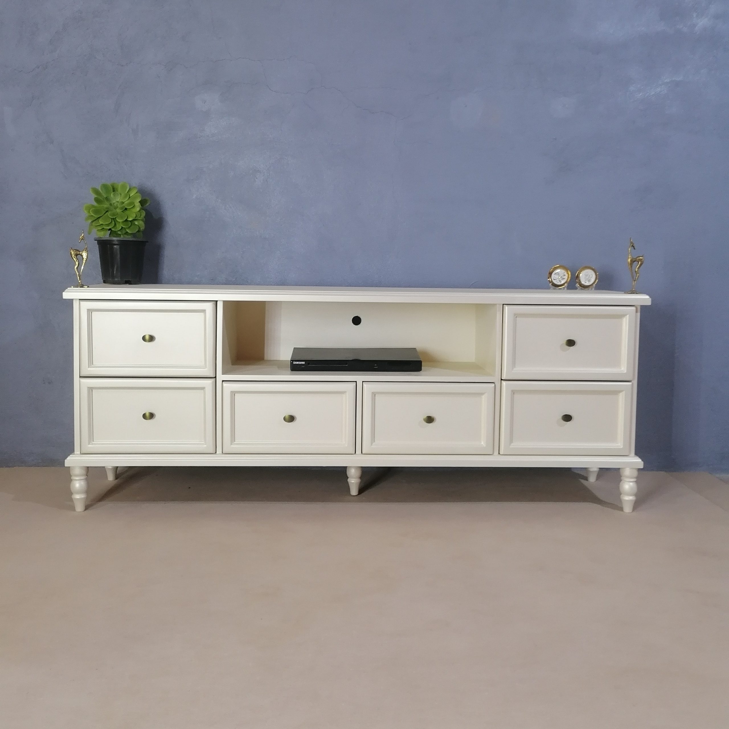 میز تلویزیون نئوکلاسیک جدید 6 کشو صدفی سایز 180