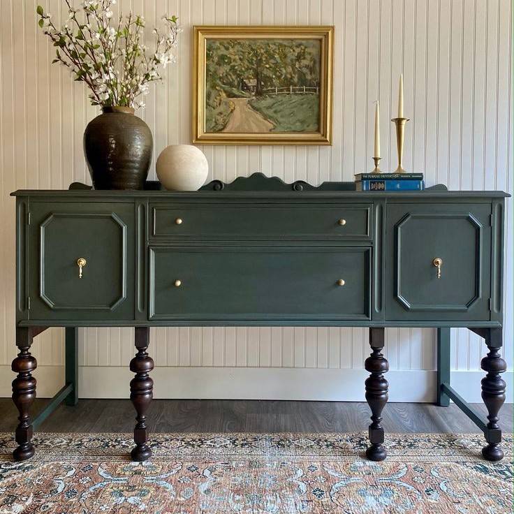 کنسول چوبی کلاسیک سبز سایز 180