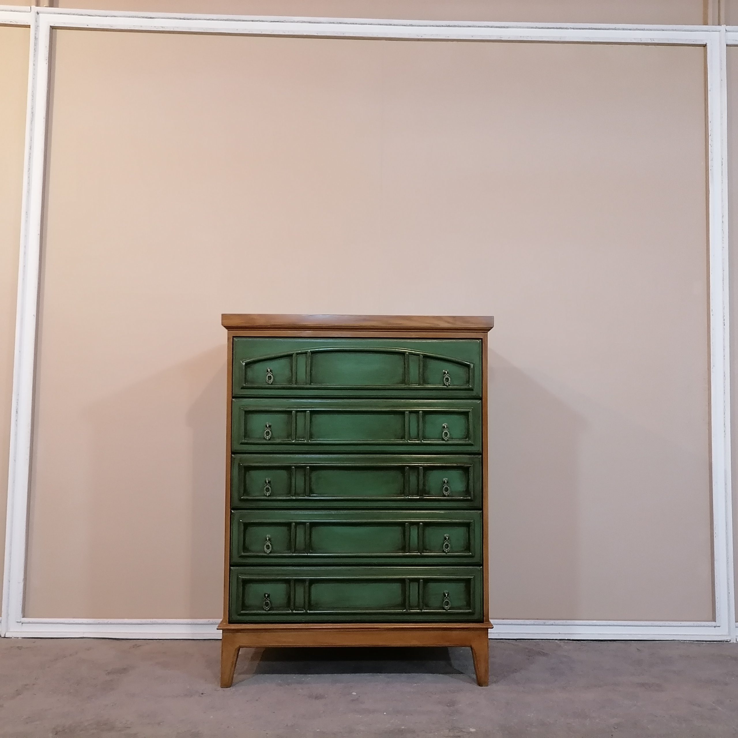 دراور لباس 5 کشو رنگ سبز قهوه‌ای