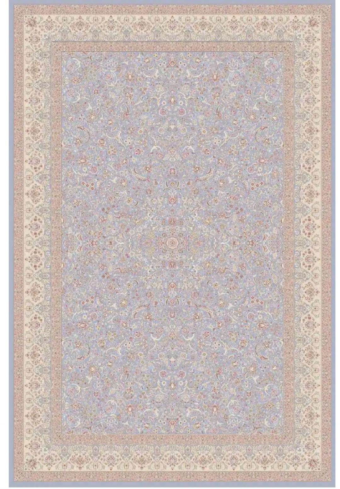 فرش 1500 شانه ی خاطره ی کویر کاشان کد گل افشان رنگ آبی