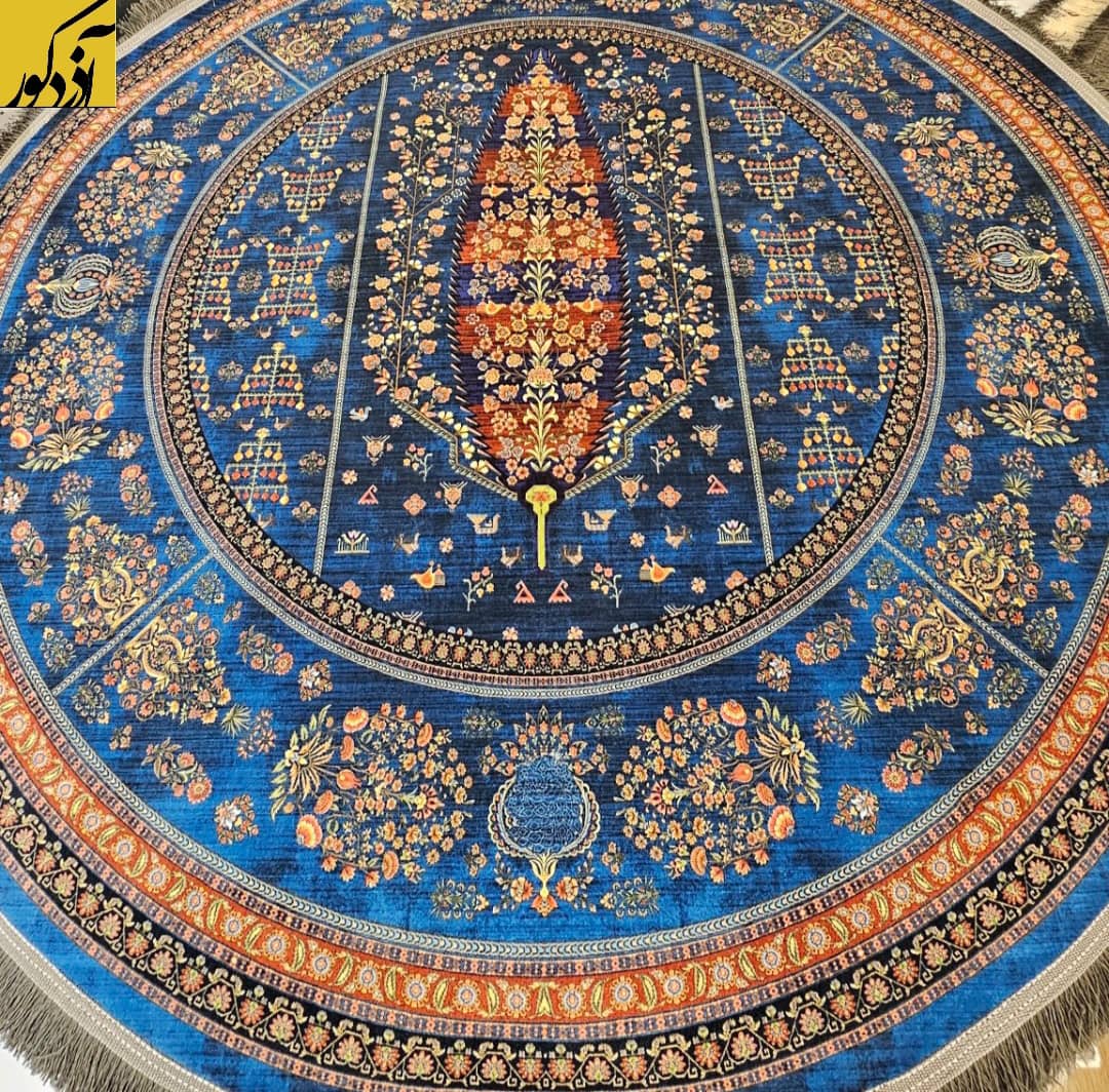 فرش دیبا طرح درخت زندگی قطر 1متری  -کد001