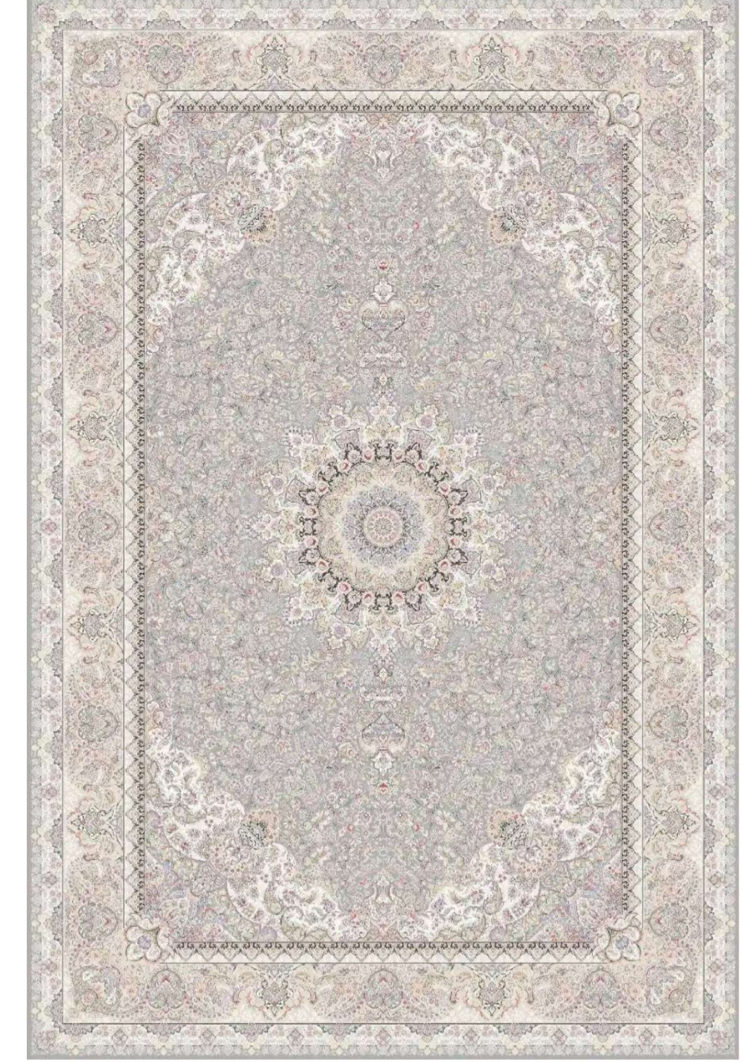 فرش 1500 شانه ی خاطره ی کویر کاشان کد نورا رنگ طوسی