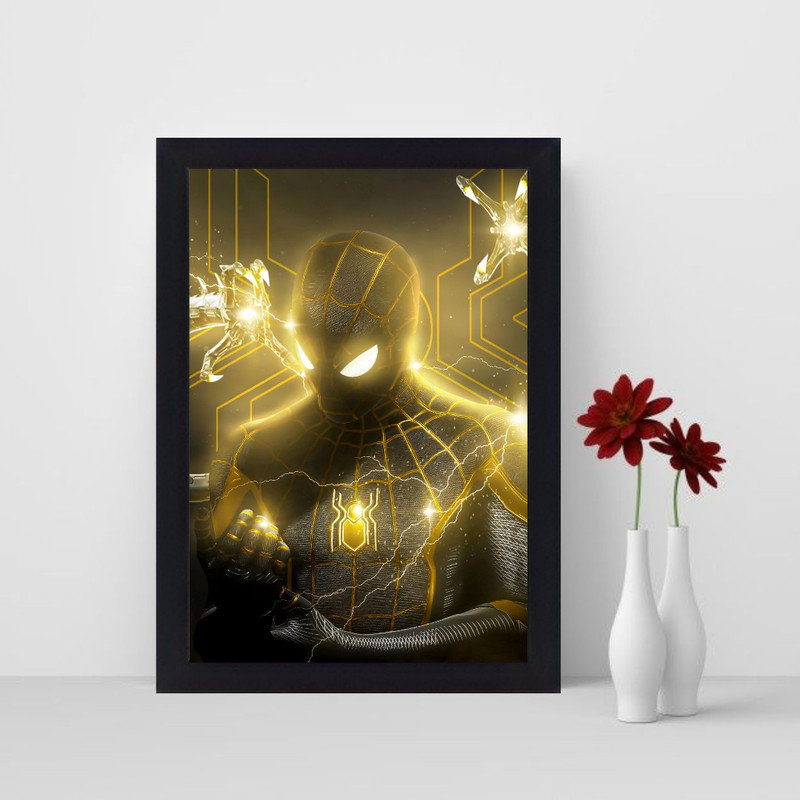 تابلو نوری گیم دکور طرح مرد عنکبوتی طلایی مدل spiderman04