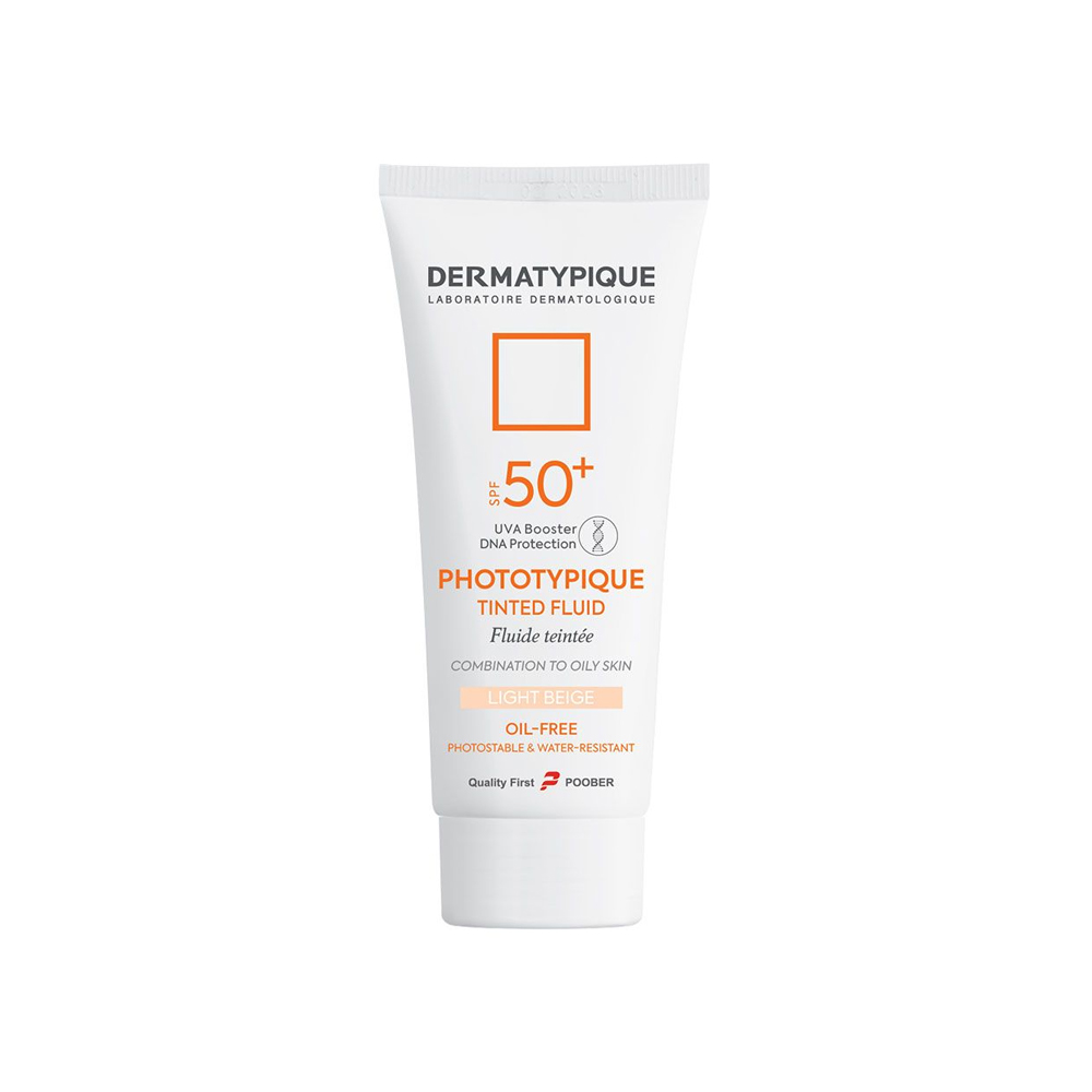 ضد آفتاب رنگی SPF 50 درماتیپیک مدل Phototypique رنگ LIGHT BEIGE مناسب پوست چرب حجم 50 میل