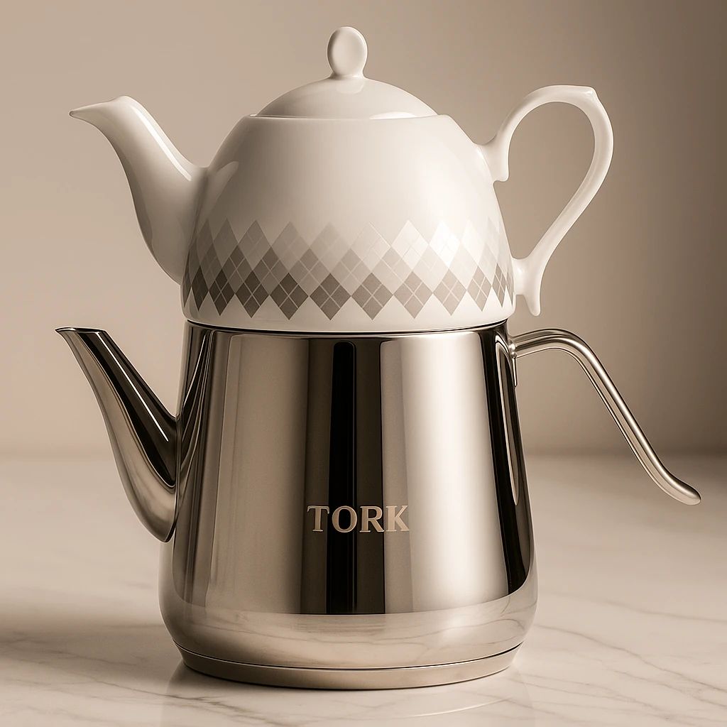 کتری قوری لوله دار استیل قوری چینی اقتصادی برند ترک