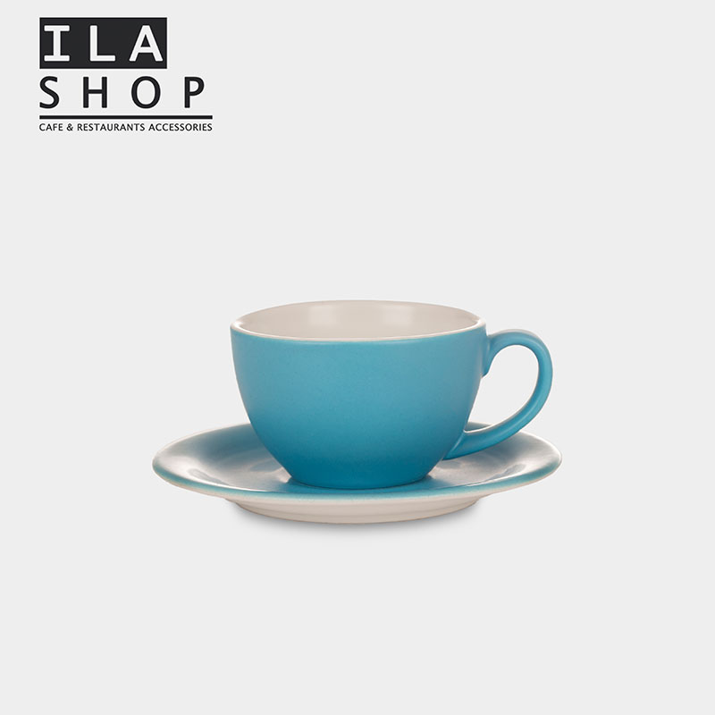 فنجان نعلبکی کاپوچینو آبی شش عددی ایلا