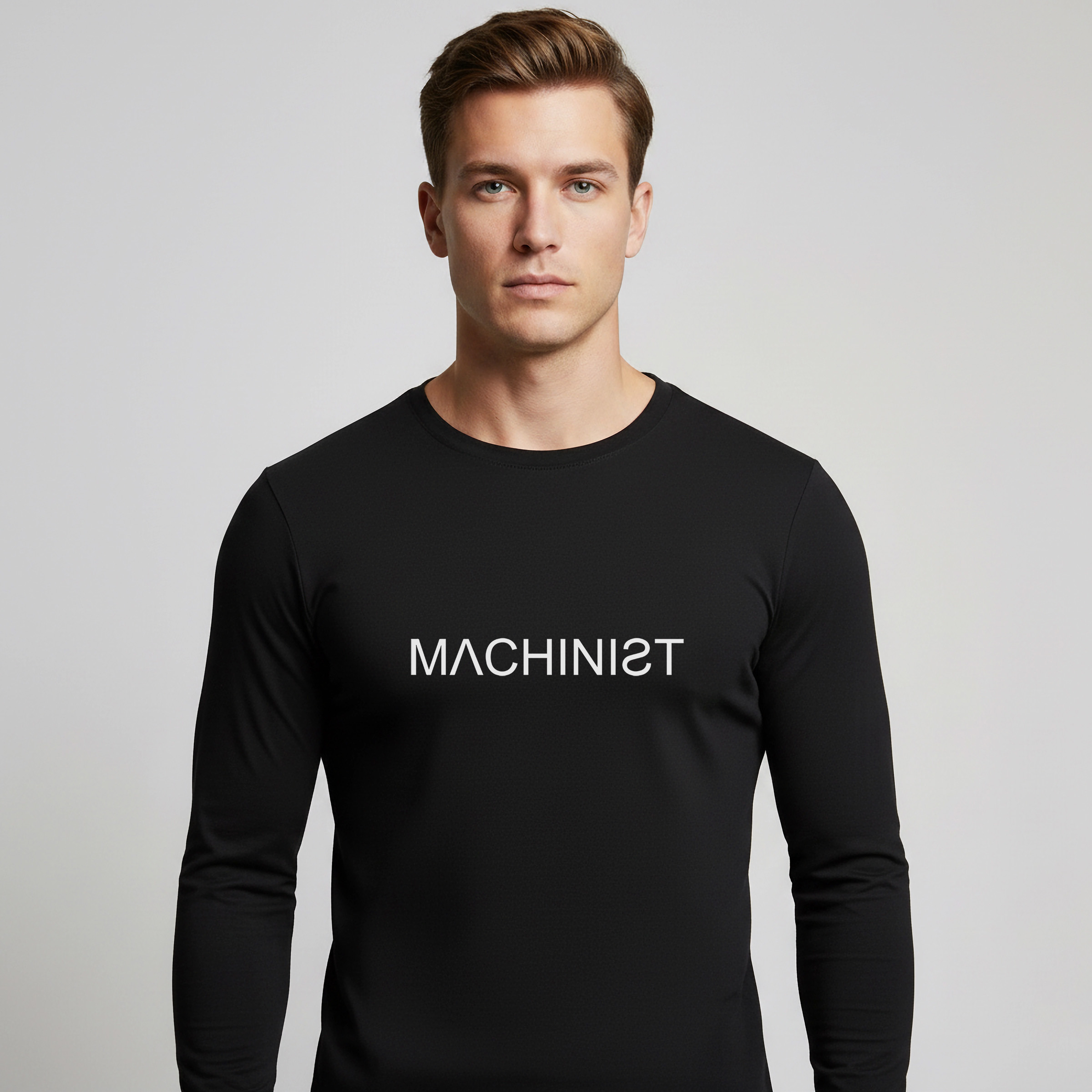 تیشرت آستین بلند مشکی طرح برند ماچینیست Machinist | استایل اسپرت | کد BR041