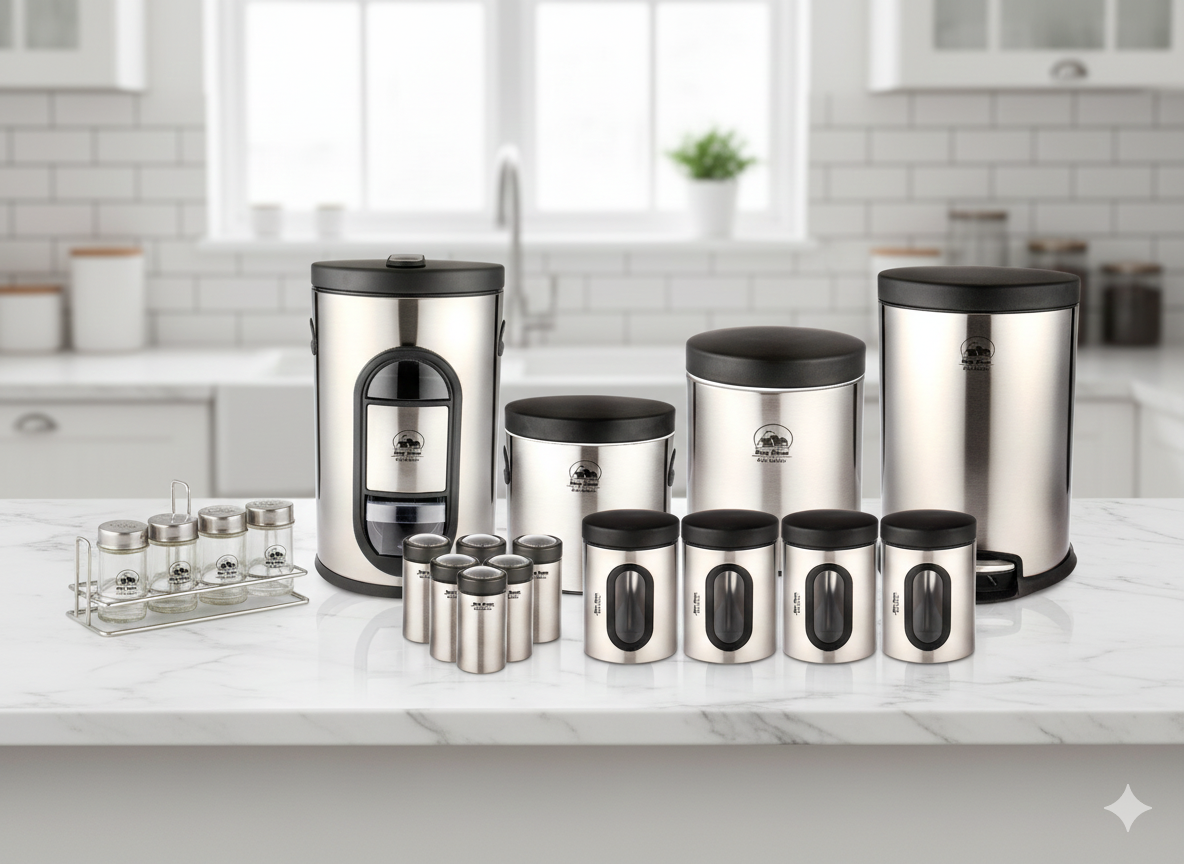 سرویس آشپزخانه استیل 14 پارچه نیوهوم کد : NH11-4306 مبلمونسرا مدل 290484