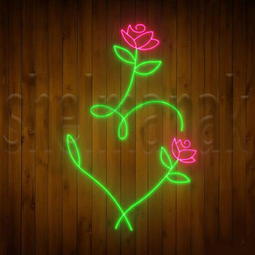 تابلو نئون طرح گل و قلب کد 5300 NE