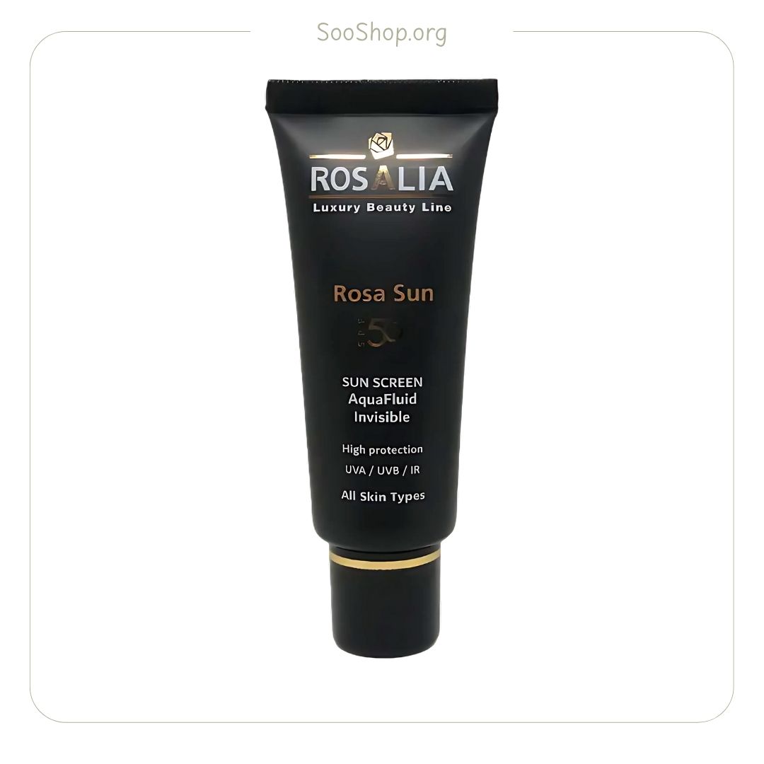 ضد آفتاب بی رنگ رزالیا مدل آکوا فلوئید مناسب پوست خشک و حساس SPF 50+ (اصل) | Rosalia Rosa Sun Aqua Fluid Sunscreen SPF50