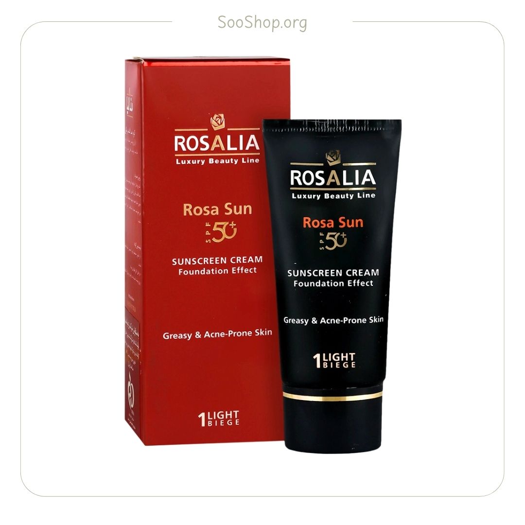 ضد آفتاب رنگی رزالیا مناسب پوست چرب SPF 50+ رنگ لایت بژ (اصل) | Rosalia Rosa Sun Tinted Sunscreen SPF50+ Oily Skin Light