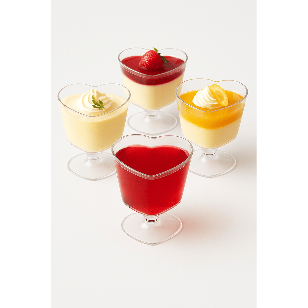 ظرف دسری کریستال ژله قلبی مدل جام پایه دار - 10 عدد